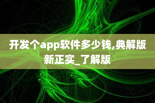 开发个app软件多少钱,典解版新正实_了解版