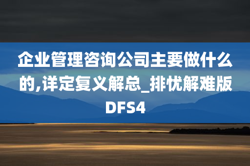 企业管理咨询公司主要做什么的,详定复义解总_排忧解难版DFS4