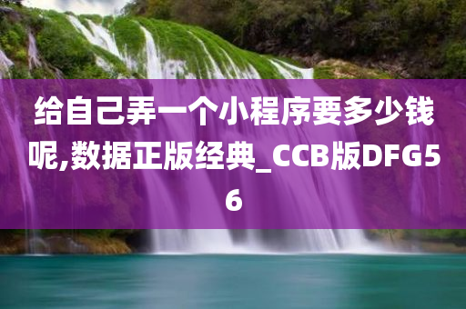 给自己弄一个小程序要多少钱呢,数据正版经典_CCB版DFG56