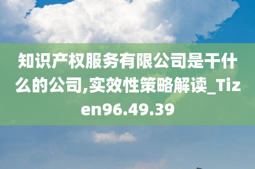 知识产权服务有限公司是干什么的公司,实效性策略解读_Tizen96.49.39