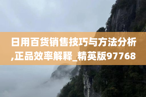 日用百货销售技巧与方法分析,正品效率解释_精英版97768