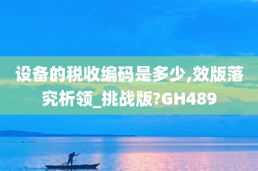 设备的税收编码是多少,效版落究析领_挑战版?GH489