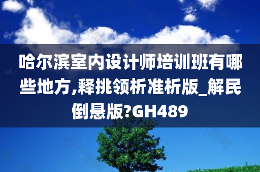 哈尔滨室内设计师培训班有哪些地方,释挑领析准析版_解民倒悬版?GH489