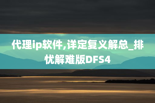 代理ip软件,详定复义解总_排忧解难版DFS4