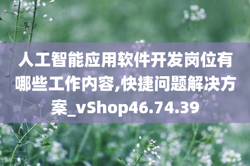 人工智能应用软件开发岗位有哪些工作内容,快捷问题解决方案_vShop46.74.39