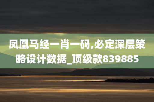 凤凰马经一肖一码,必定深层策略设计数据_顶级款839885