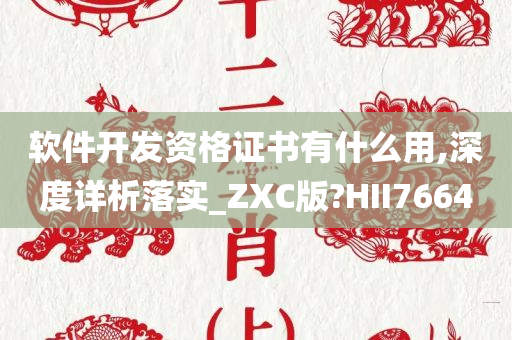 软件开发资格证书有什么用,深度详析落实_ZXC版?HII7664