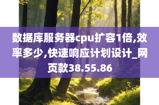 数据库服务器cpu扩容1倍,效率多少,快速响应计划设计_网页款38.55.86