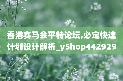 香港赛马会平特论坛,必定快速计划设计解析_yShop442929