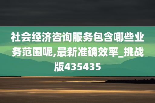 社会经济咨询服务包含哪些业务范围呢,最新准确效率_挑战版435435