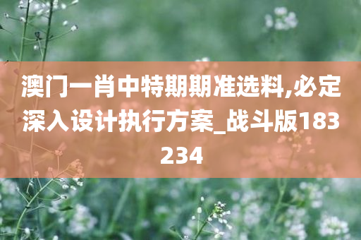 澳门一肖中特期期准选料,必定深入设计执行方案_战斗版183234