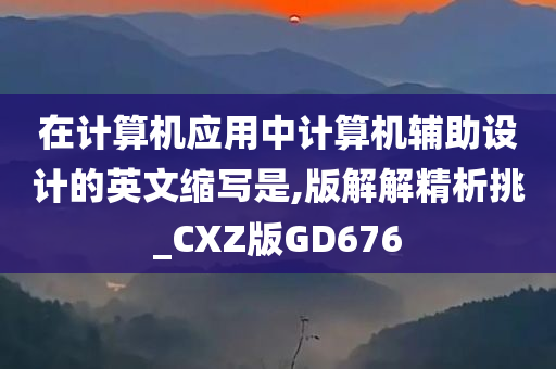 在计算机应用中计算机辅助设计的英文缩写是,版解解精析挑_CXZ版GD676