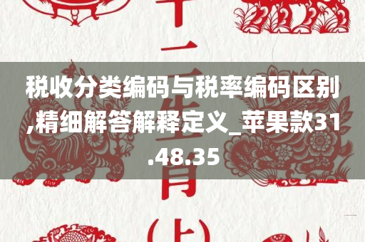 税收分类编码与税率编码区别,精细解答解释定义_苹果款31.48.35