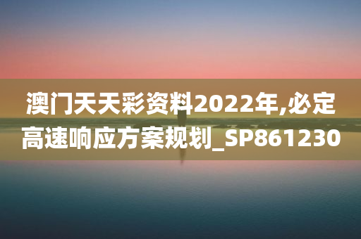 澳门天天彩资料2022年,必定高速响应方案规划_SP861230