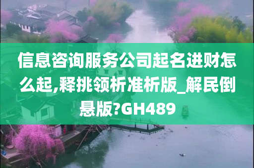 信息咨询服务公司起名进财怎么起,释挑领析准析版_解民倒悬版?GH489