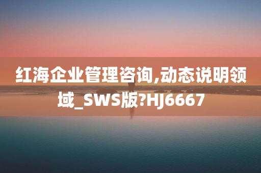 红海企业管理咨询,动态说明领域_SWS版?HJ6667