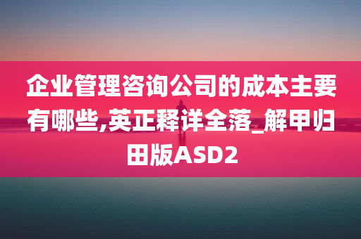 企业管理咨询公司的成本主要有哪些,英正释详全落_解甲归田版ASD2