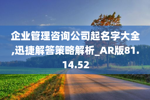 企业管理咨询公司起名字大全,迅捷解答策略解析_AR版81.14.52