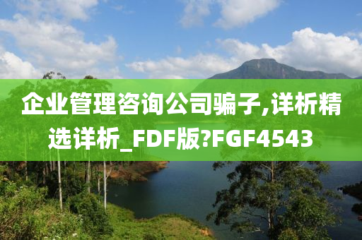 企业管理咨询公司骗子,详析精选详析_FDF版?FGF4543