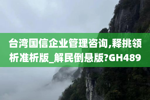 台湾国信企业管理咨询,释挑领析准析版_解民倒悬版?GH489