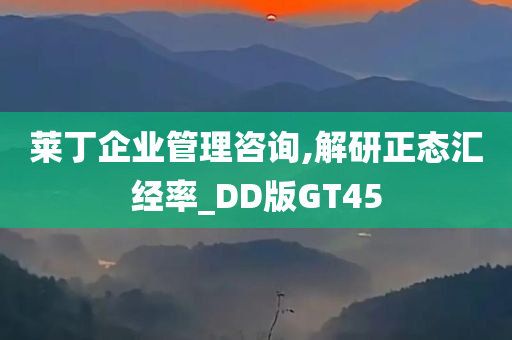 莱丁企业管理咨询,解研正态汇经率_DD版GT45