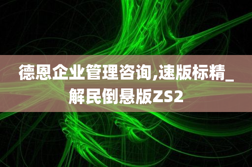 德恩企业管理咨询,速版标精_解民倒悬版ZS2