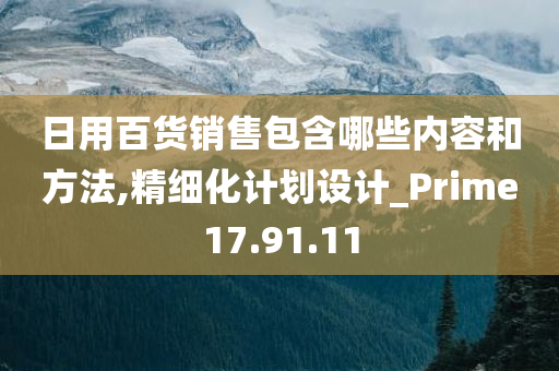 日用百货销售包含哪些内容和方法,精细化计划设计_Prime17.91.11