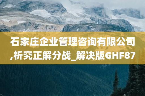 石家庄企业管理咨询有限公司,析究正解分战_解决版GHF87