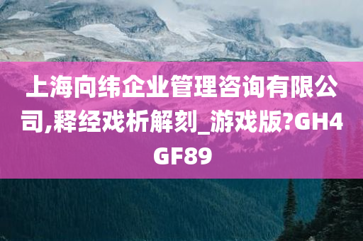 上海向纬企业管理咨询有限公司,释经戏析解刻_游戏版?GH4GF89