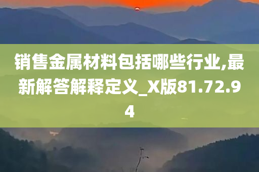 销售金属材料包括哪些行业,最新解答解释定义_X版81.72.94