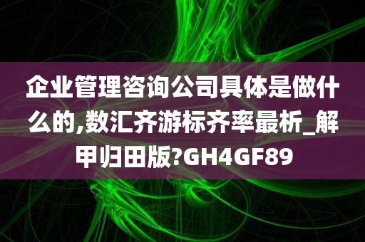 企业管理咨询公司具体是做什么的,数汇齐游标齐率最析_解甲归田版?GH4GF89