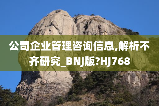 公司企业管理咨询信息,解析不齐研究_BNJ版?HJ768