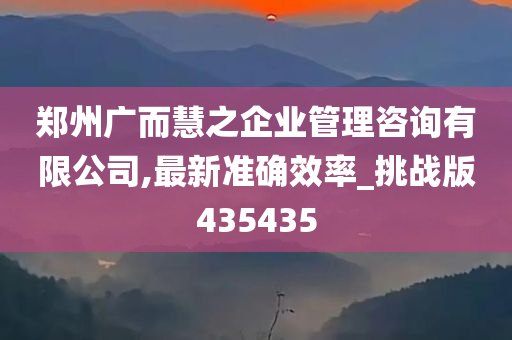 郑州广而慧之企业管理咨询有限公司,最新准确效率_挑战版435435