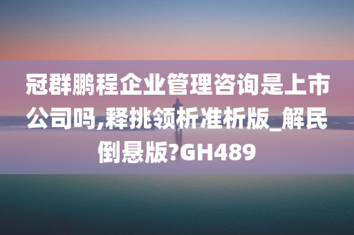 冠群鹏程企业管理咨询是上市公司吗,释挑领析准析版_解民倒悬版?GH489