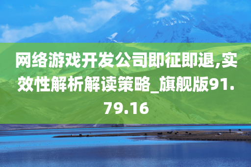 网络游戏开发公司即征即退,实效性解析解读策略_旗舰版91.79.16