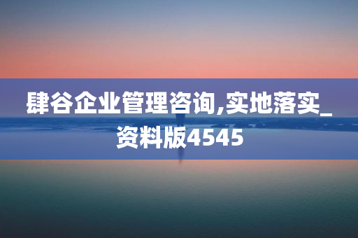 肆谷企业管理咨询,实地落实_资料版4545