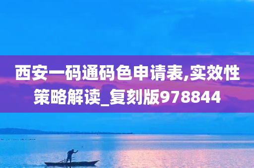 西安一码通码色申请表,实效性策略解读_复刻版978844