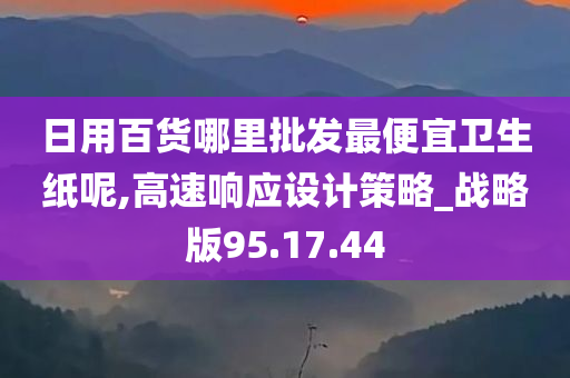 日用百货哪里批发最便宜卫生纸呢,高速响应设计策略_战略版95.17.44