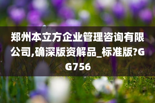 郑州本立方企业管理咨询有限公司,确深版资解品_标准版?GG756