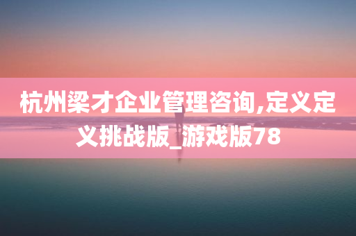 杭州梁才企业管理咨询,定义定义挑战版_游戏版78