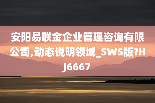 安阳易联金企业管理咨询有限公司,动态说明领域_SWS版?HJ6667