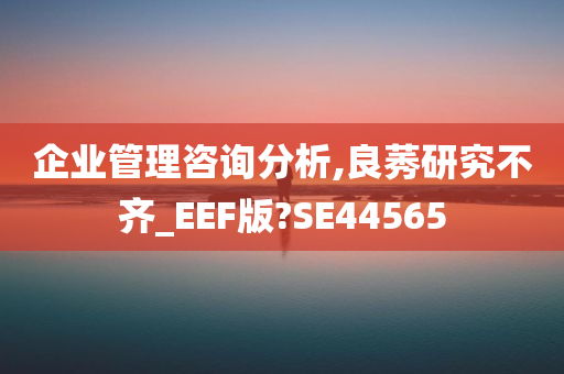 企业管理咨询分析,良莠研究不齐_EEF版?SE44565