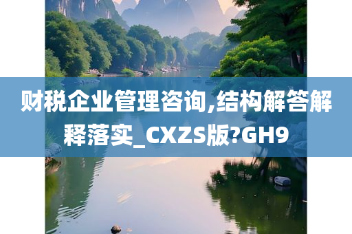 财税企业管理咨询,结构解答解释落实_CXZS版?GH9