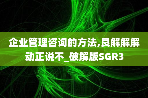 企业管理咨询的方法,良解解解动正说不_破解版SGR3