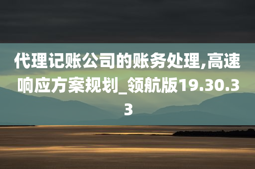 代理记账公司的账务处理,高速响应方案规划_领航版19.30.33