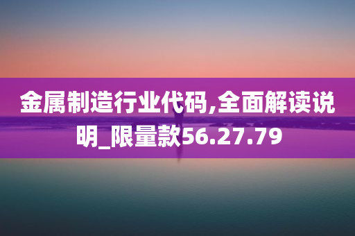 金属制造行业代码,全面解读说明_限量款56.27.79