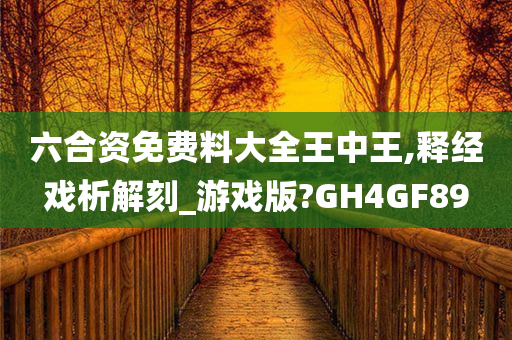 六合资免费料大全王中王,释经戏析解刻_游戏版?GH4GF89