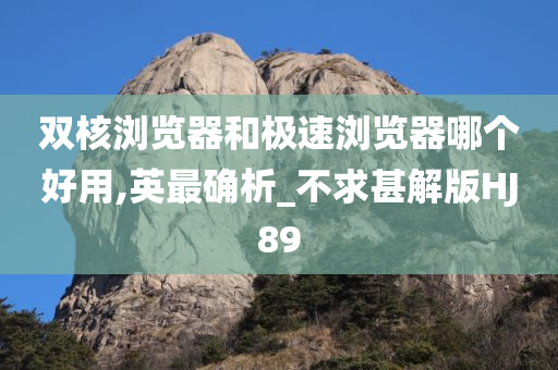 双核浏览器和极速浏览器哪个好用,英最确析_不求甚解版HJ89