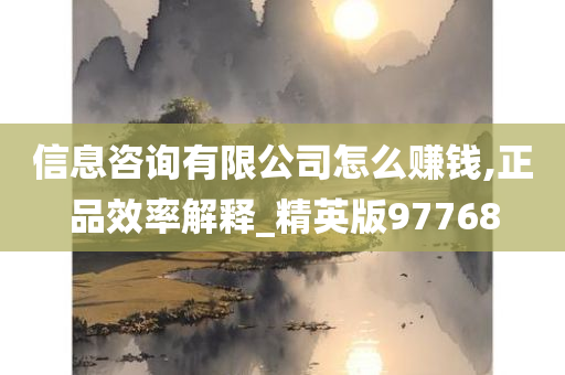 信息咨询有限公司怎么赚钱,正品效率解释_精英版97768