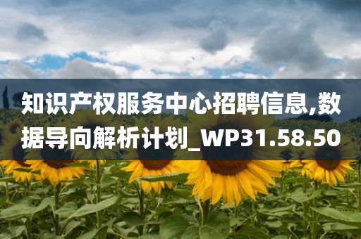 知识产权服务中心招聘信息,数据导向解析计划_WP31.58.50